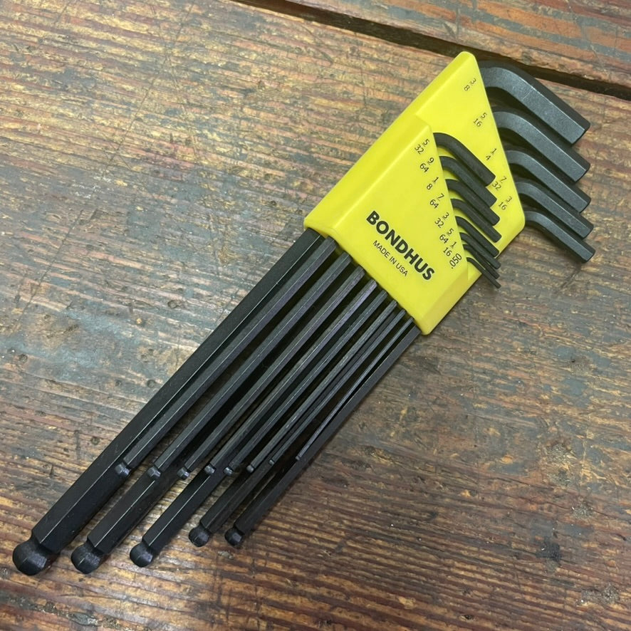 Bondhus Kugelkopf-Inbusschlüssel-Set BLX13XL – 13-teilig, Extra Lang, Größen 0,050–3/8 Zoll