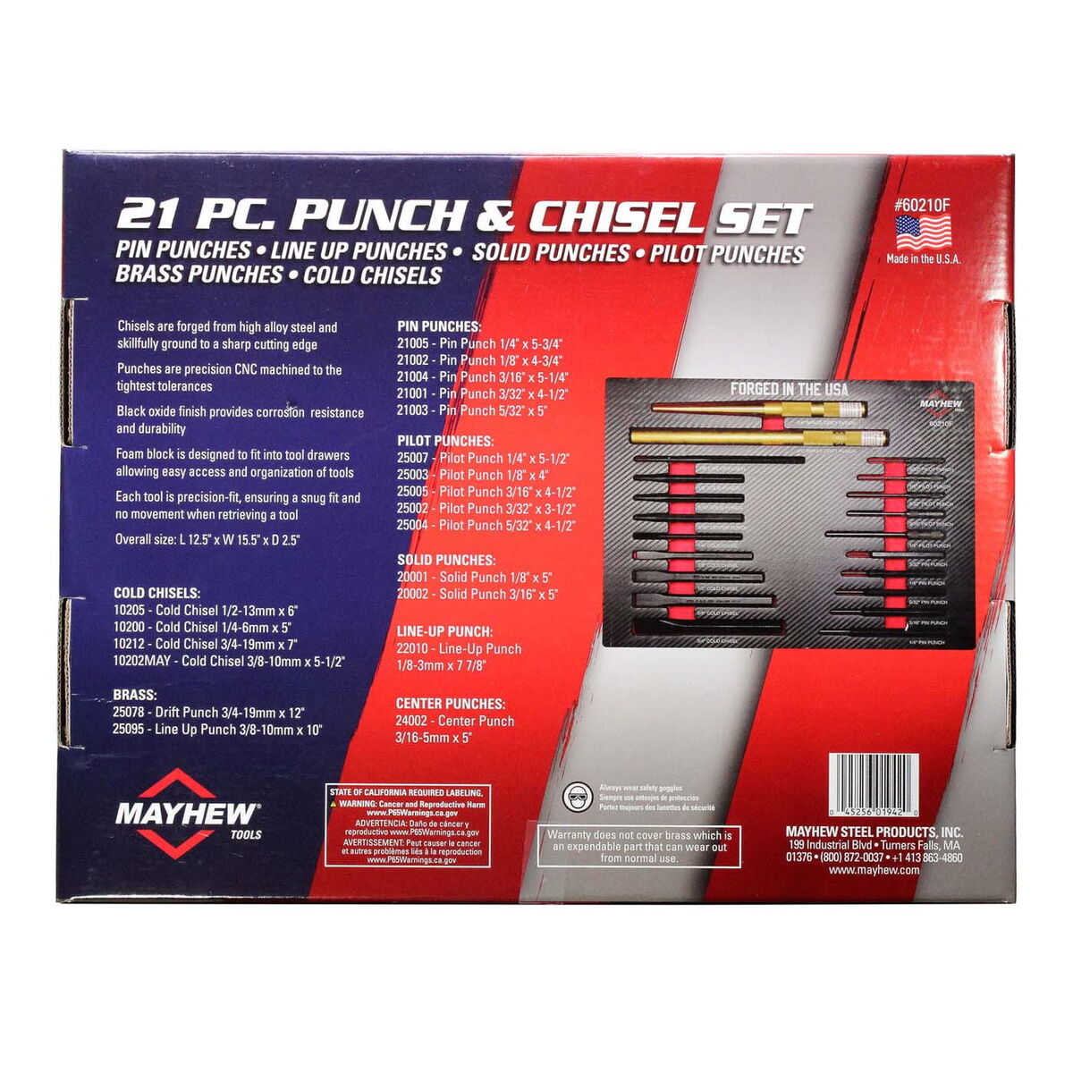 Mayhew 21 PC. Punch and Chisel Set in Foam Case (60210F)