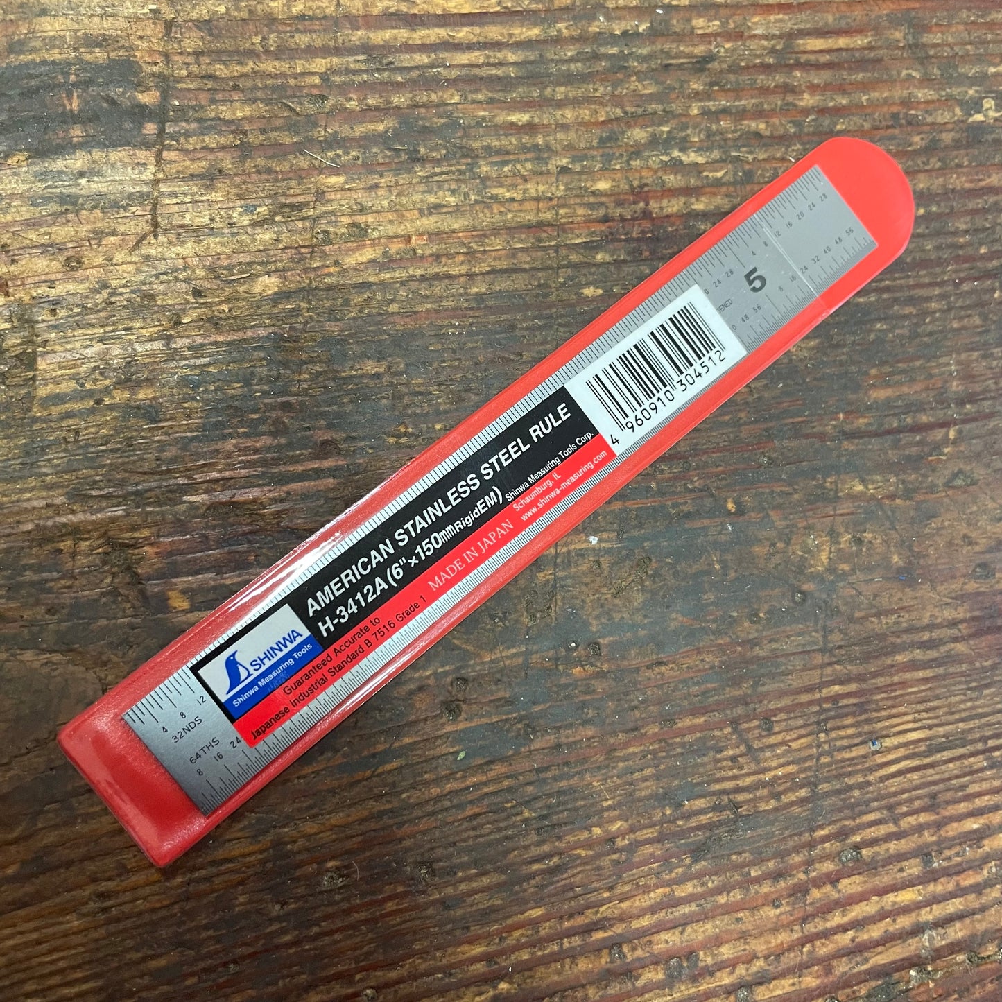 Shinwa Stainless Steel 6" Rigid Rule SAE/Metric (H-3412A)