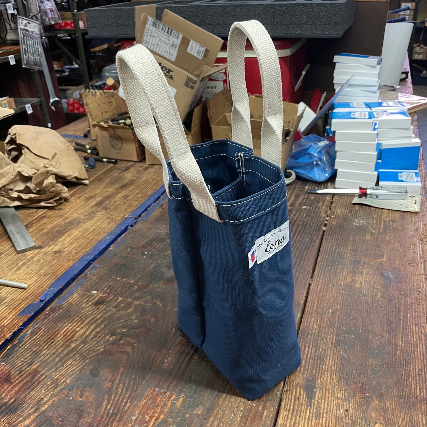 Beckel Canvas Navy Blue Divided Tool Tote (CL330-NAV)