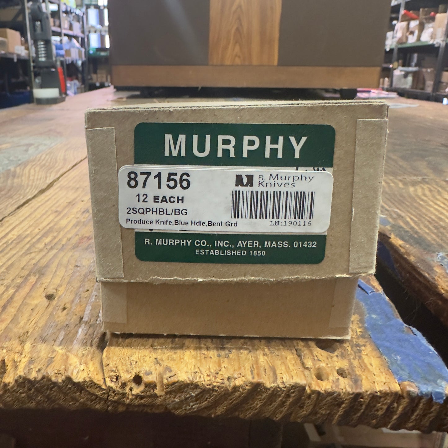 R. Murphy Food & Produce Knife Blue Plastic Handle Bent Guard (87156) SQPHBL/BG