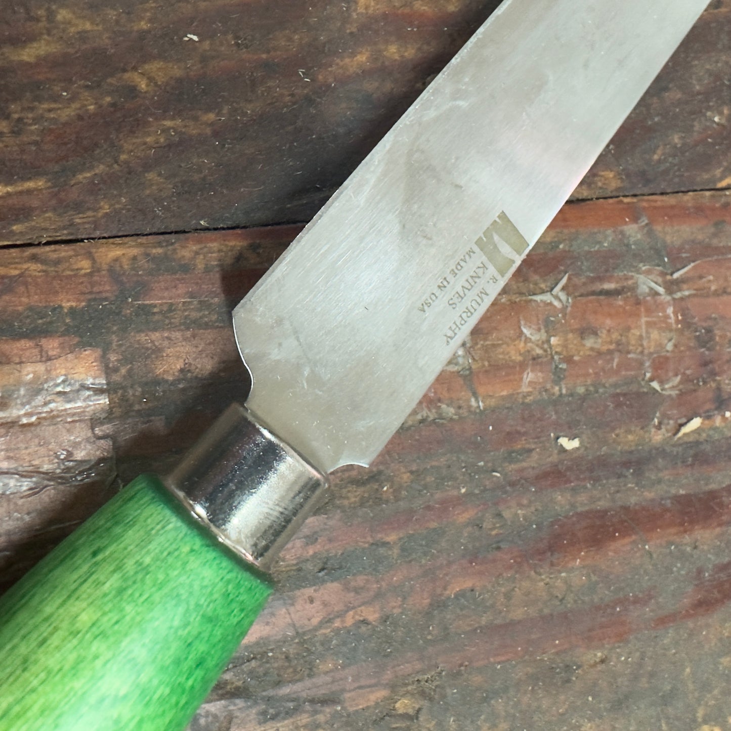 R. Murphy #6 Round Point "Blemished" Skiving Knife 6” w/ Green Handle (86936) 6RDSK/GH