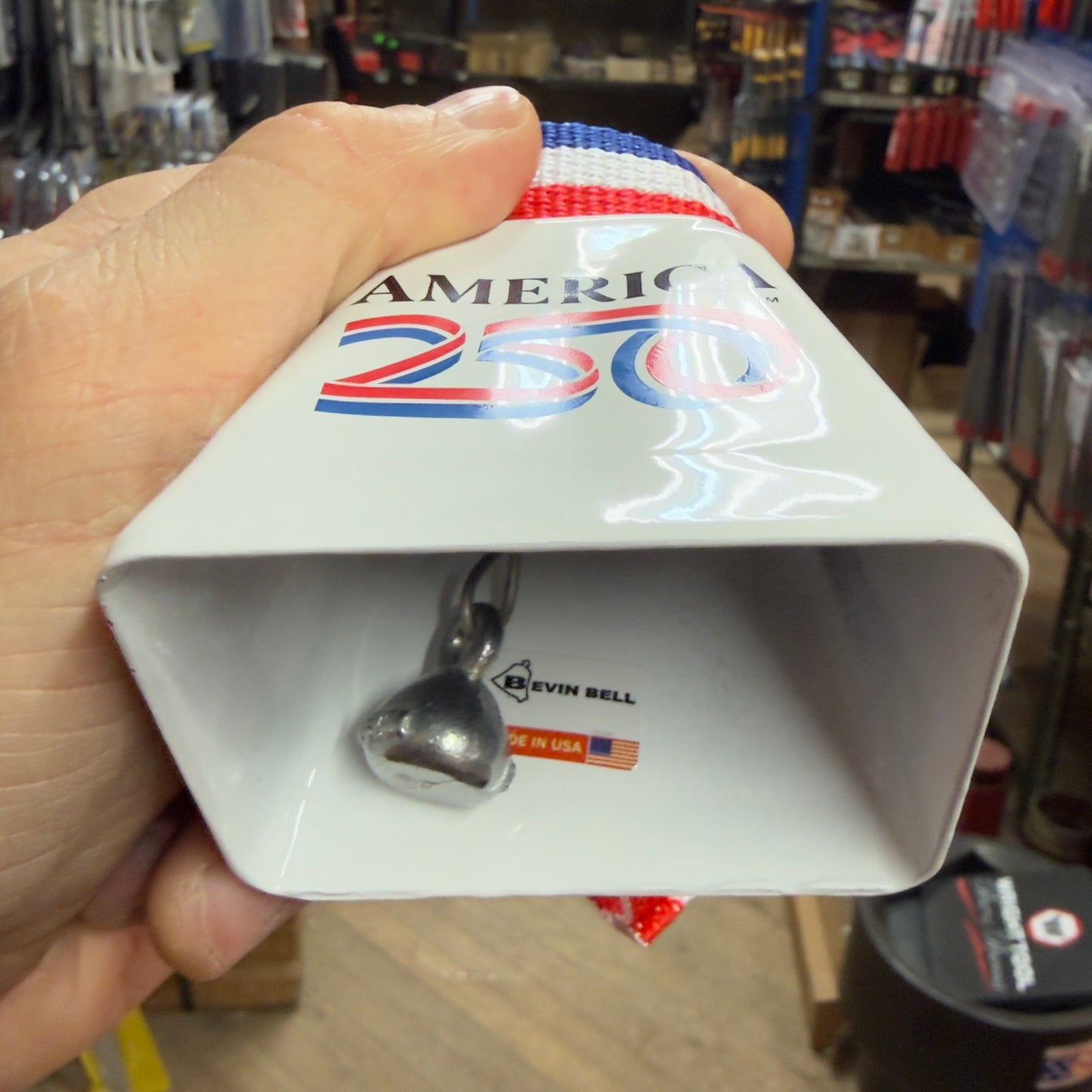 3 Piece Red White & Blue Bevin Cowbell 250th Anniversary Set (250-BEVIN)