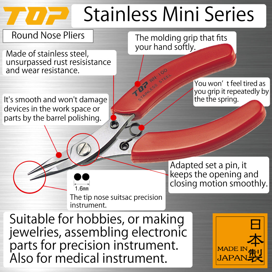 Top Stainless Steel Round Nose Pliers (RN-100)