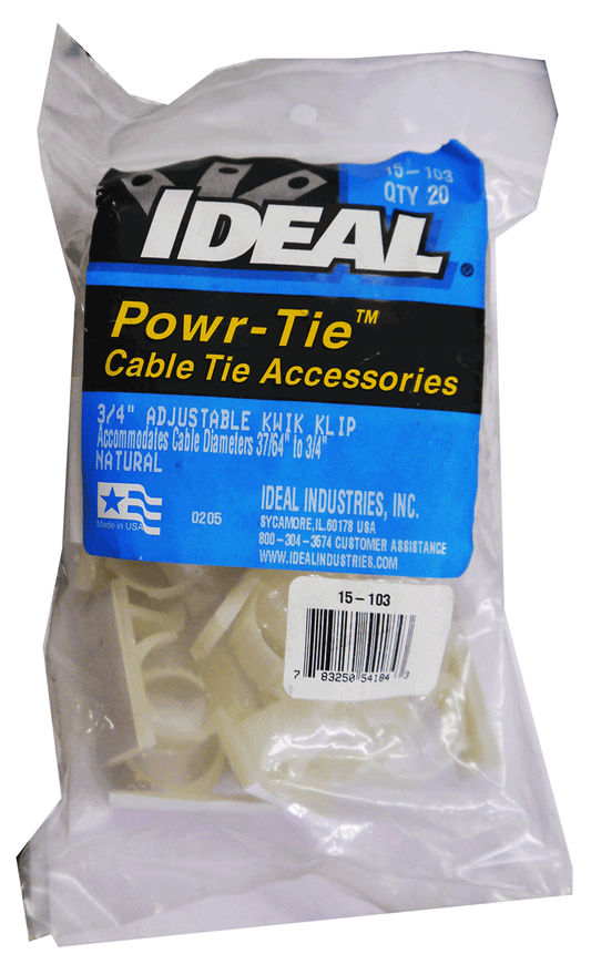Ideal 3/4" Kwik Klips Cable Tie Accessories (15-103)