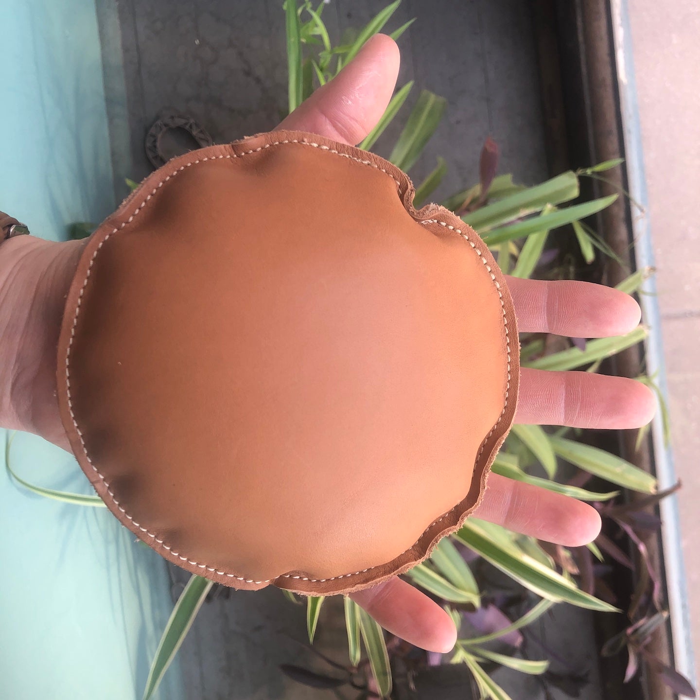 5 1/2" Circle Shot Filled Leather (Map) Paperweight (162-LW)