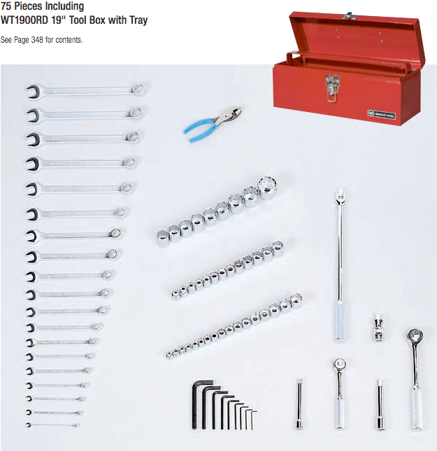 75 Pc Metric Apprentice Set w/ WT528 G7 Tool Box (199WR)