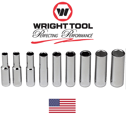 Wright 1/4" Dr. 9 Pc 6 Pt Deep Socket Set 1/4"-1/2" #208 (208WR)