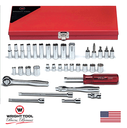 1/4" Dr. 34 Pc 6 8 & 12 Pt Std Deep & Screwdriver Socket Set (236WR)