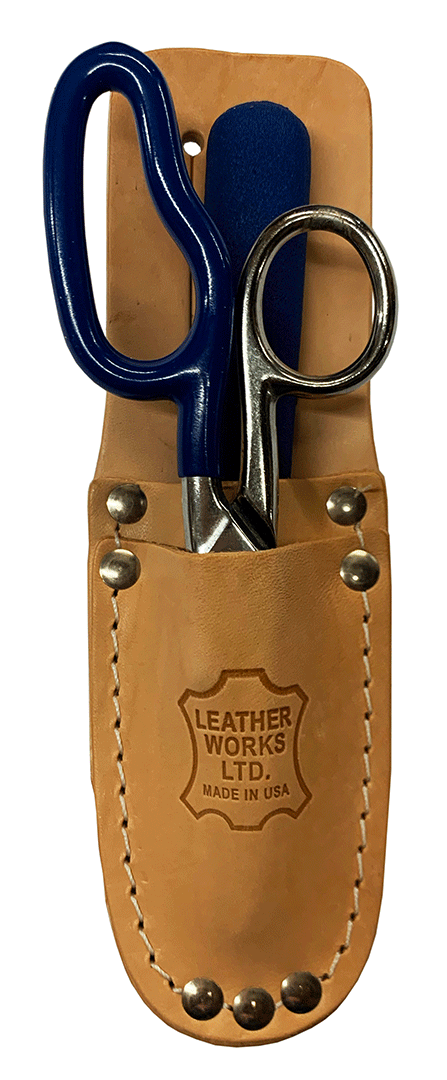 US Made Top Grain Leather 2 Pocket Electrician's Scissor Sheath (H11)