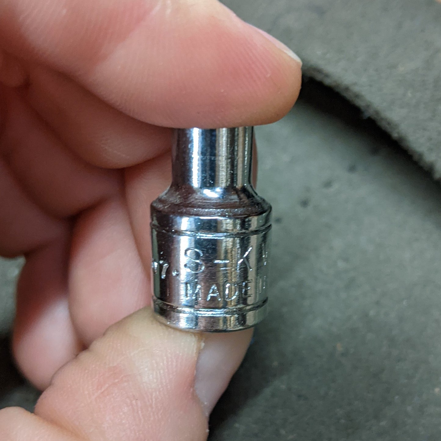 SK Tools NOS Socket Chrome 1/4" Drive Standard 6 Point 7/32" (40907)