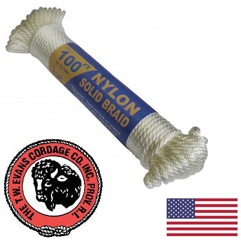 1/8 x 100' Solid Braid Nylon Rope Hank (44-040)