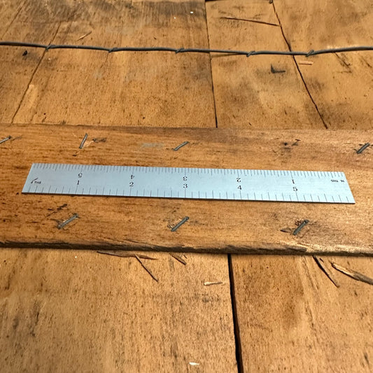 6" Products Engineering 4R Rigid Tempered Ruler 8ths/16ths 32nds/64ths Cosmetic blemish, name removed(780128)