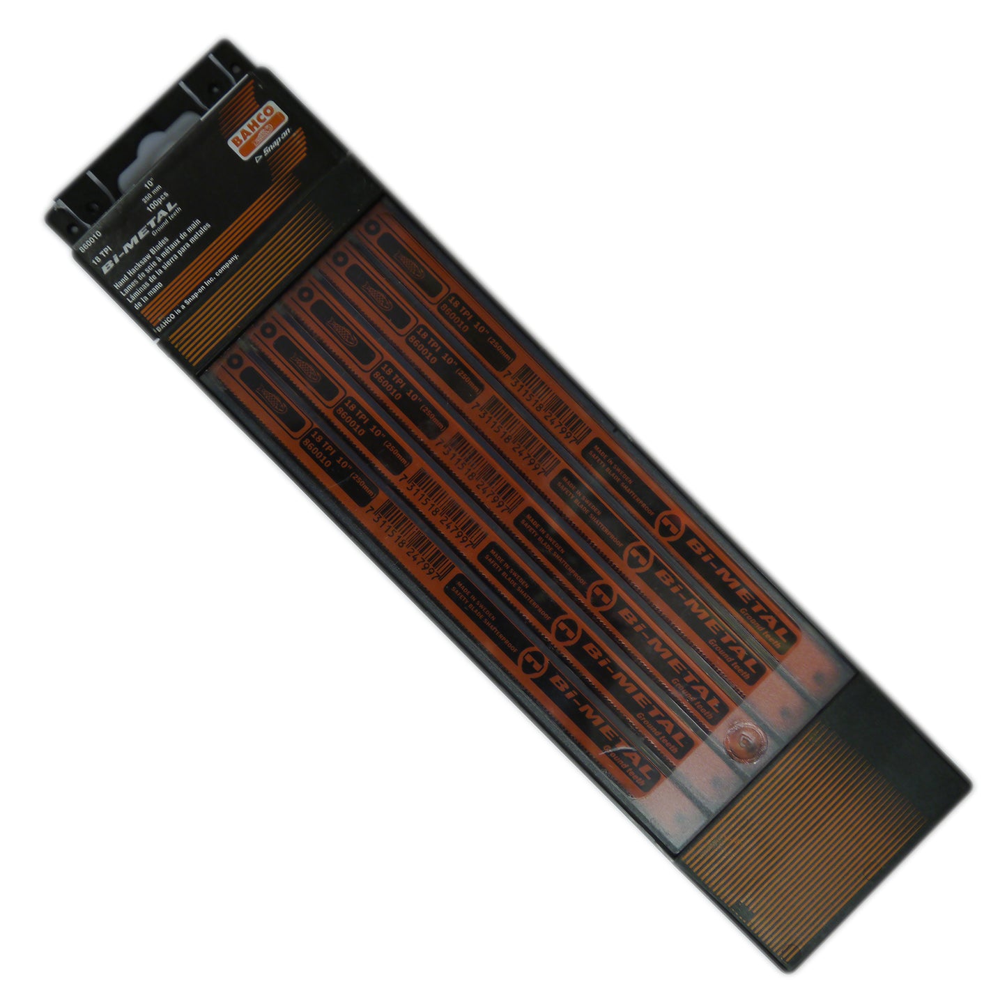 18 tooth - 100 pk - Bi-Metal Bahco Hacksaw Blades - 10" (860010)