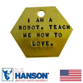 18 Gauge 1 1/4" Solid Brass Custom Stamped Hexagon Tag (932B-CSTM)