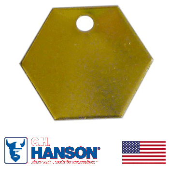 18 Gauge 1 1/4" Solid Brass Hexagon Tag (932B)