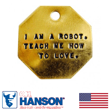 18 Gauge 1 1/2" Solid Brass Octagon Custom Stamped Tag (950B-CSTM)