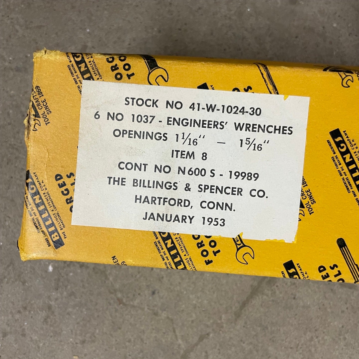 Billings NOS WWII Era Open End 1 1/16" x 1 5/16" Wrench