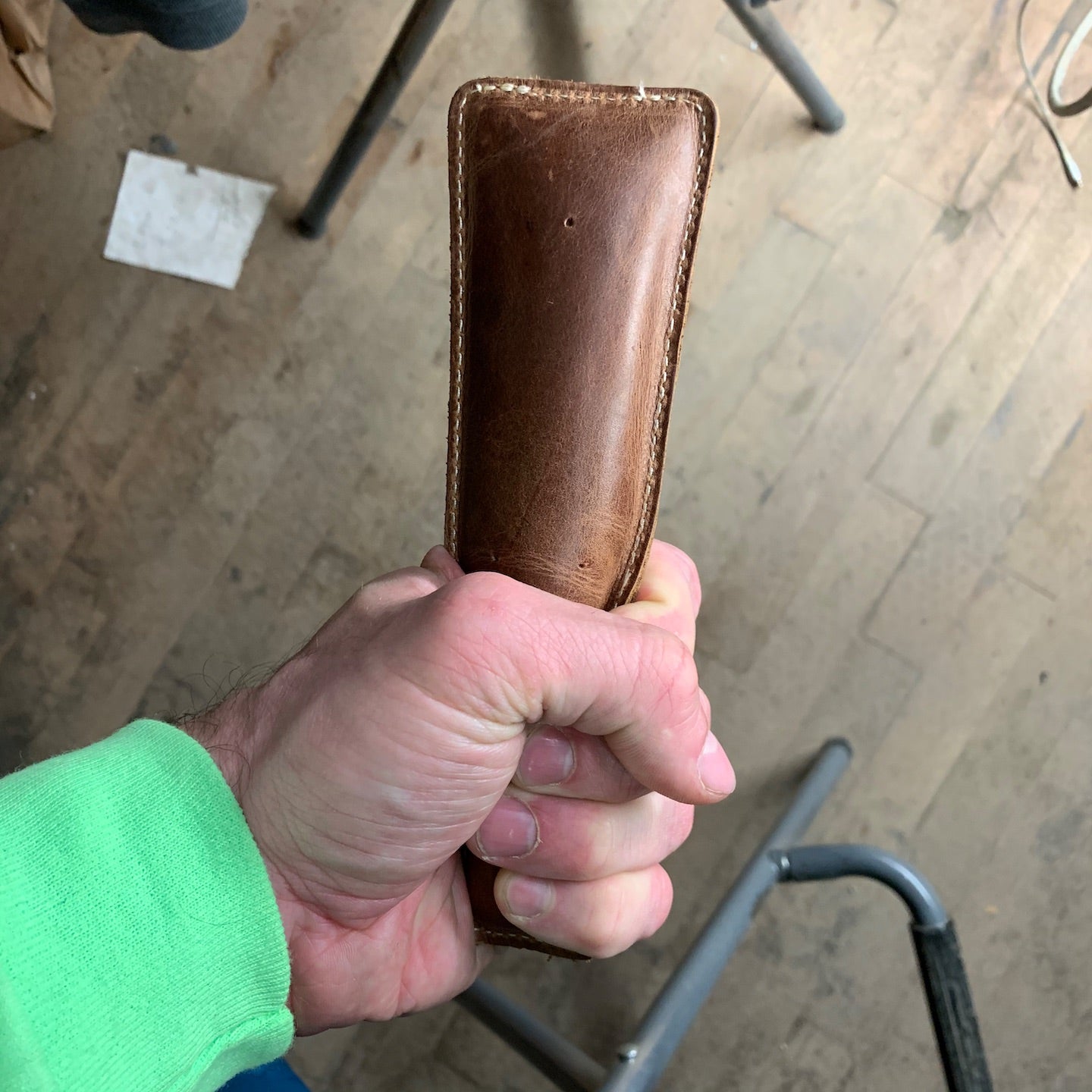 7 3/4" x 2" Bottle Tactical Steel Shot Filled Leather (Map) Paperweight (160-LW)