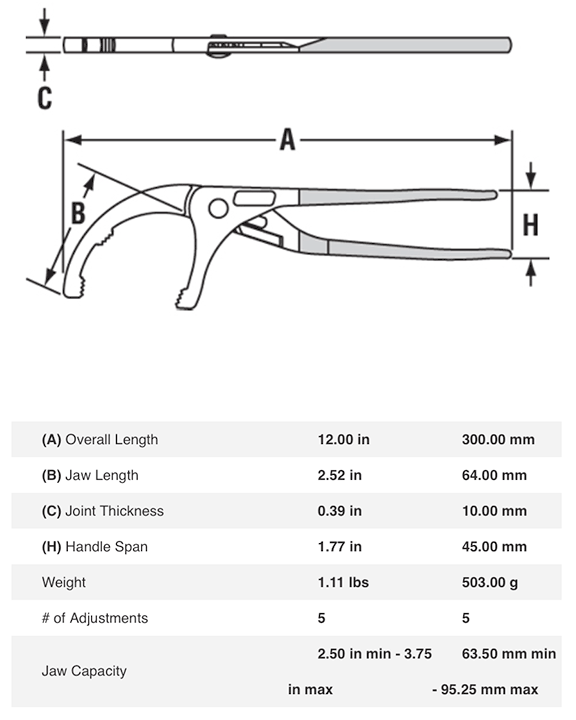 12" Channellock Oil Filter/PVC Plier (212-C)