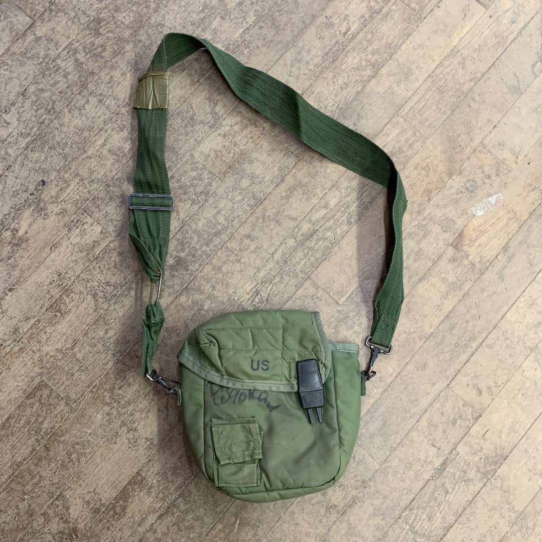 US Military 2 Quart Collapsible Water Canteen Cover w/ Sling (Used) (8465-00-927-7485)