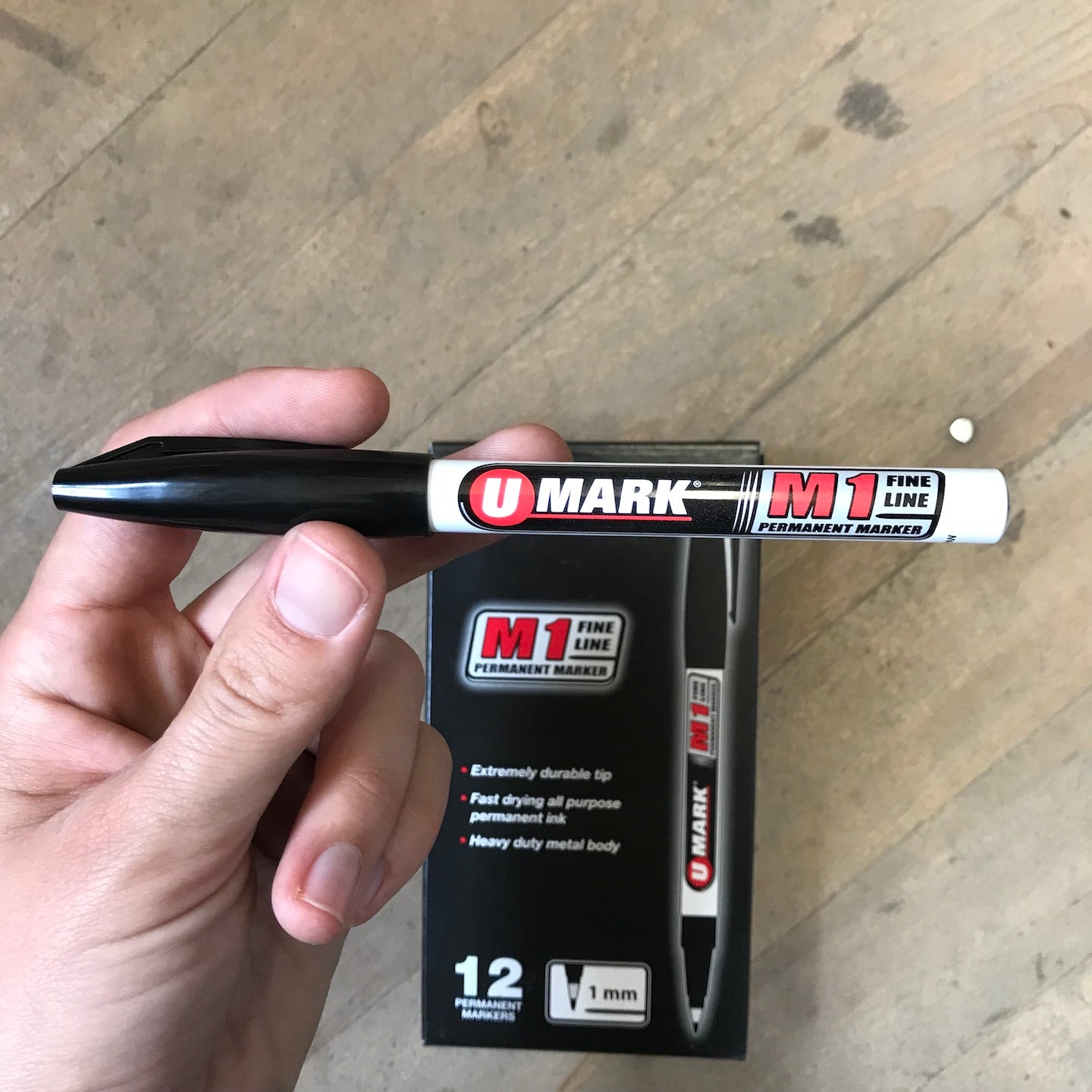 U Mark 1 Dozen Fine Line Black Permanent Markers M1 (10581)