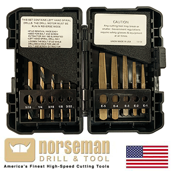 10 pc Norseman USA Left Hand Screw Machine & Square Extractor Set (BR-10SQ)