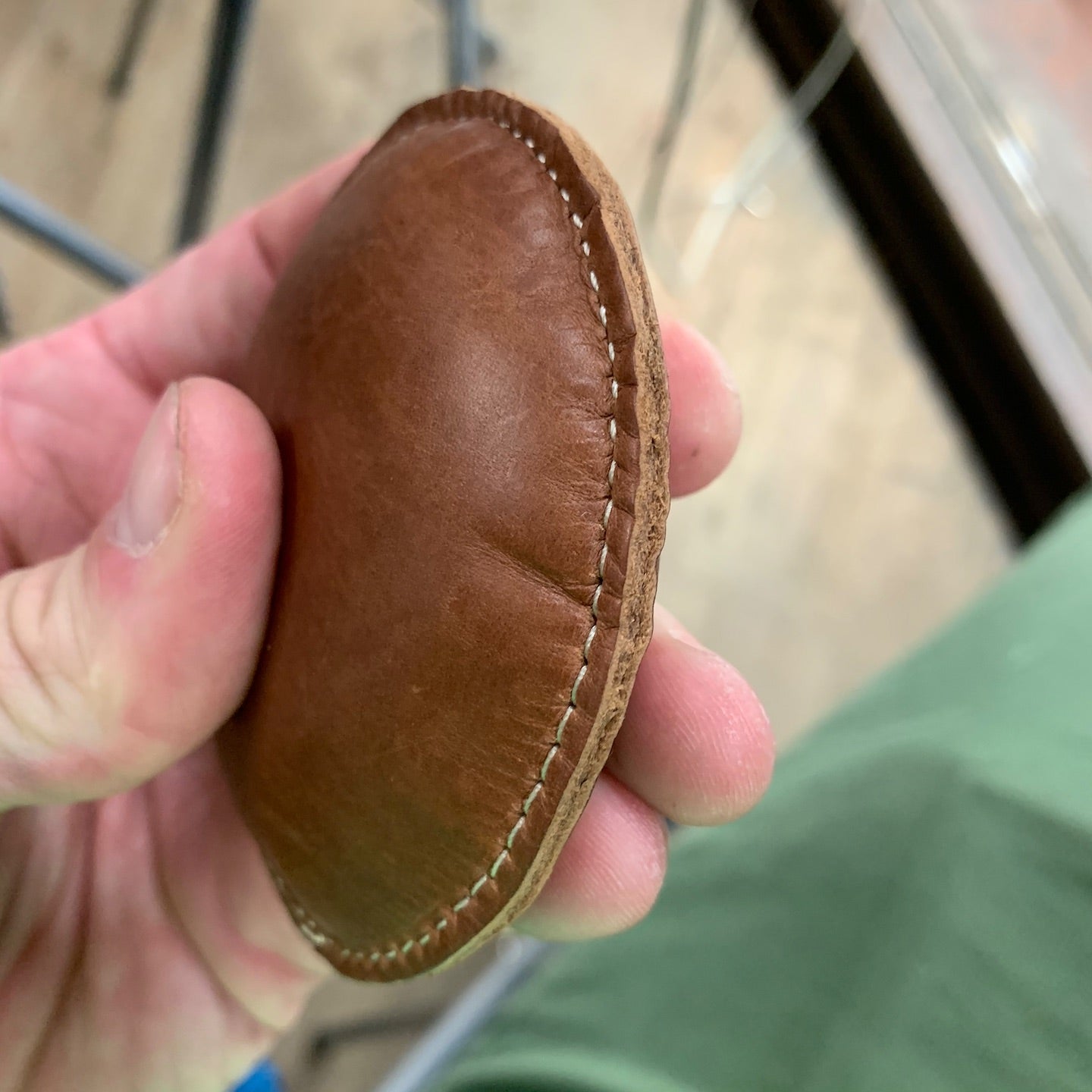 3 1/2" Circle Shot Filled Leather (Map) Paperweight (149-LW)