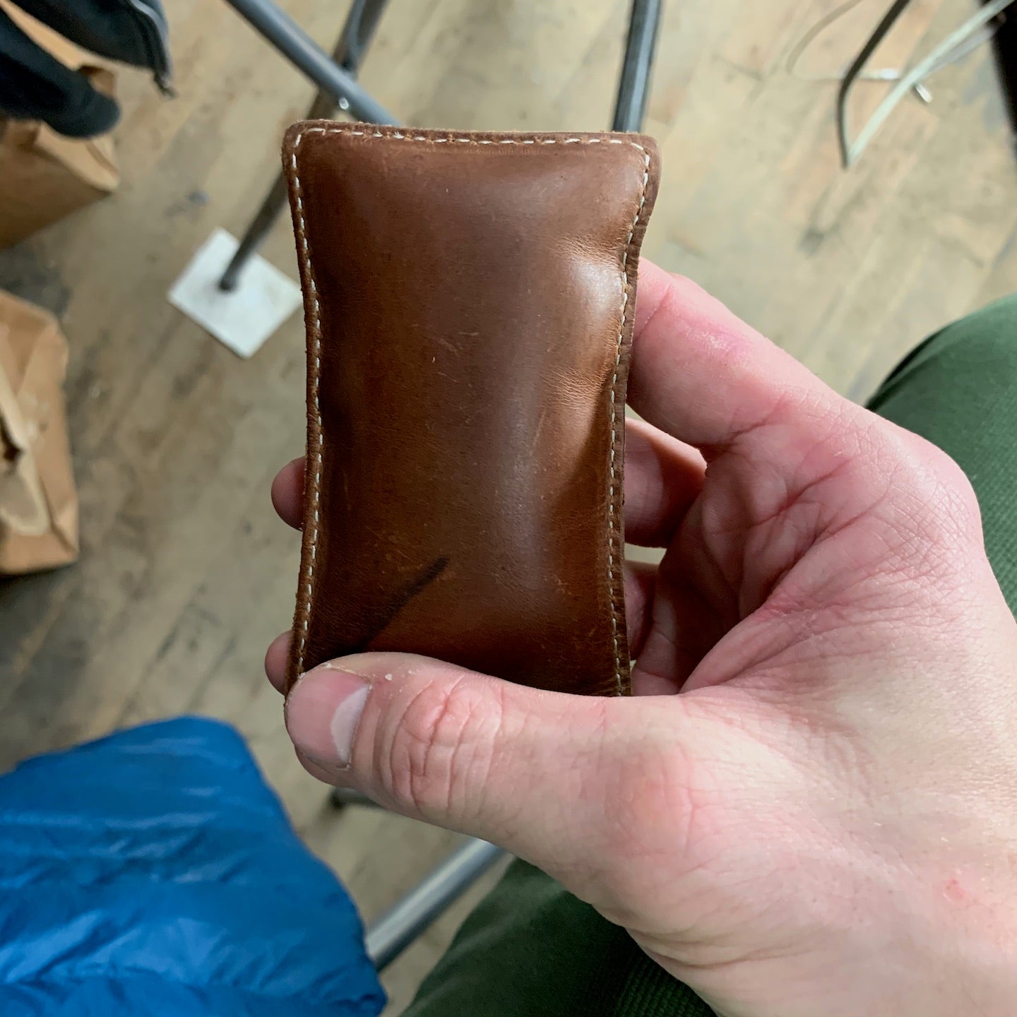 4 1/4" x 2 1/4" Rectangular Shot Filled Leather (Map) Paperweight (151-LW)