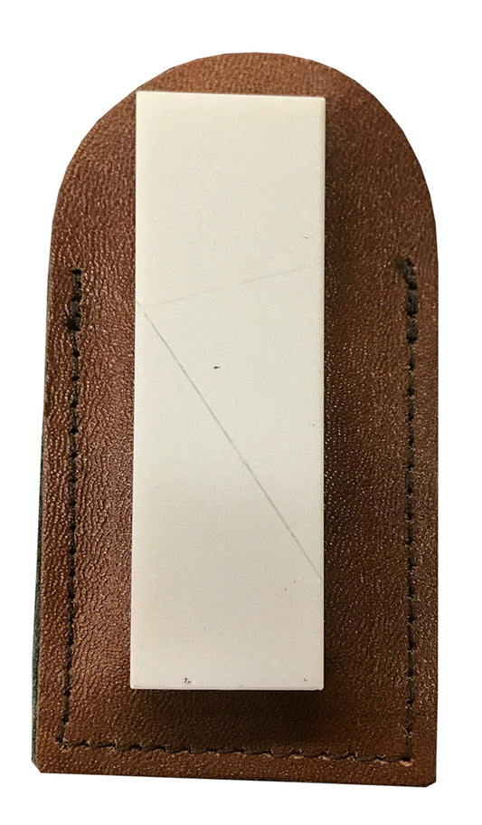 3" x 1" x 1/4" Translucent White Pocket Arkansas Stone in Leather Pouch (NWTRANSP)