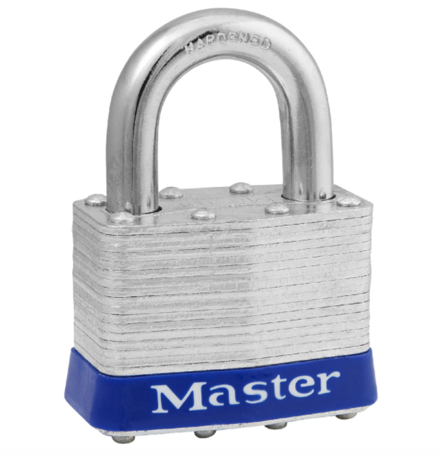 MasterLock 5 UP 2in (51mm) Wide Laminated Steel Pin Tumbler Padlock, Universal Pin