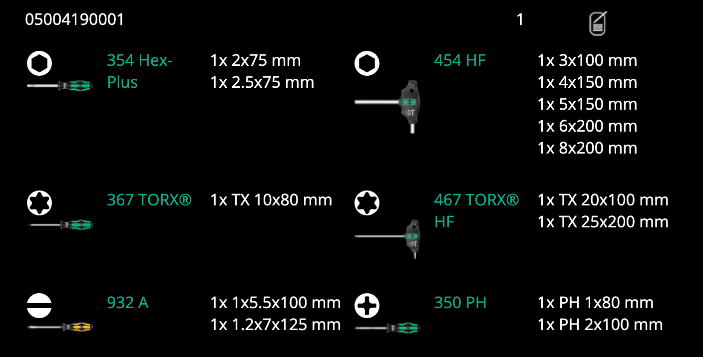 Wera Bicycle Big Pack 1 - 14 pieces (220745) (05004190001)