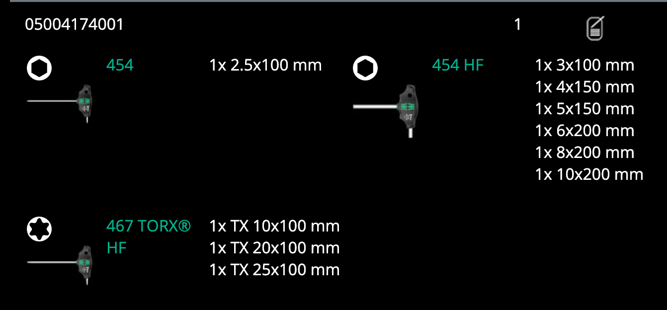Wera Bicycle Set 7 - T Handle Allen / Torx Set (220592) (05004174001)