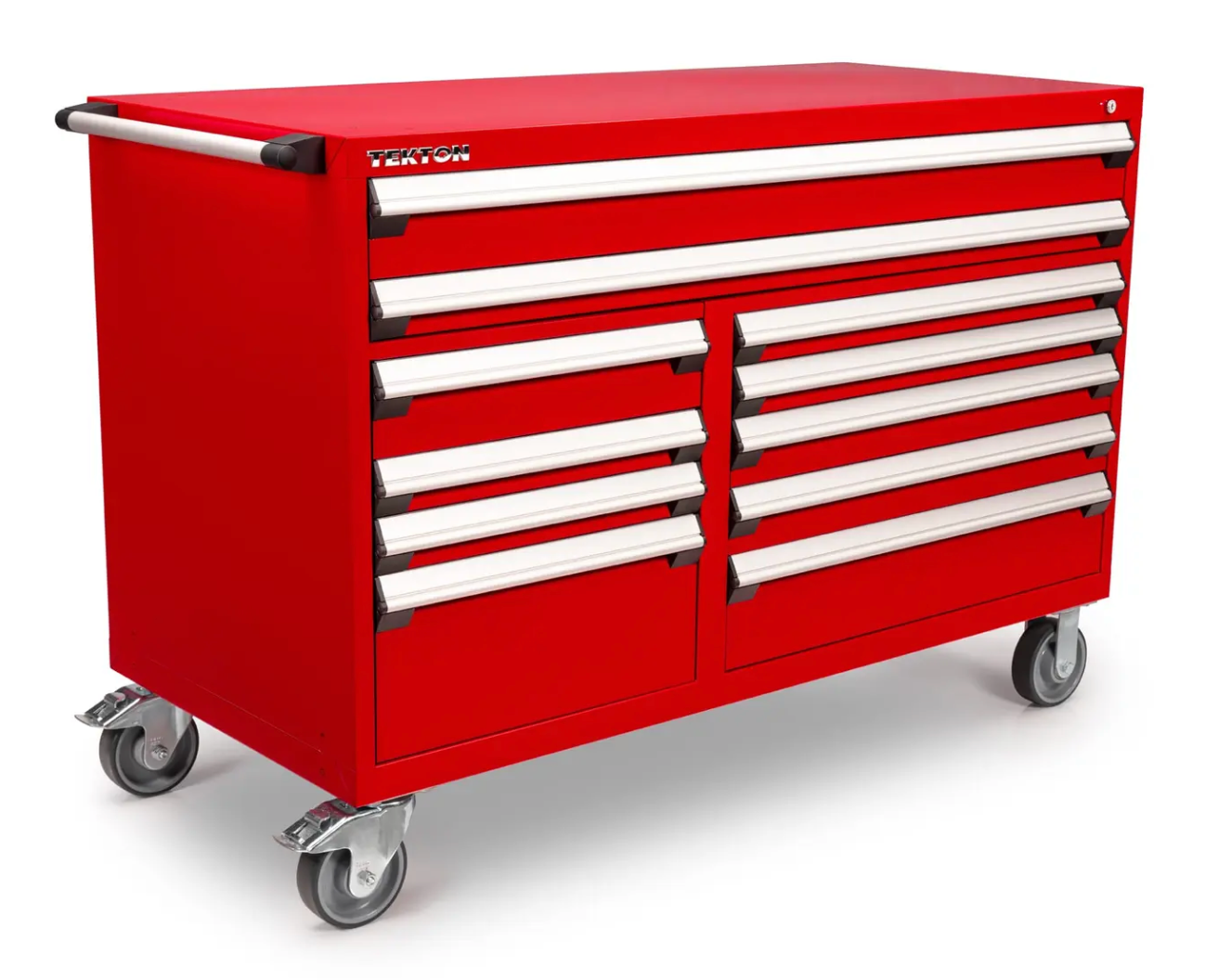 Tekton 11-Drawer 40/60 Split Bank Tool Cabinet, Red (60 W x 27 D x 41.5 H  in.) Steel Top w/ Mat (OCL63202-T)