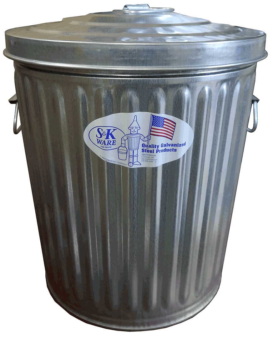 10 Gallon Galvanized Trash Can w/ Side Loops (90264)
