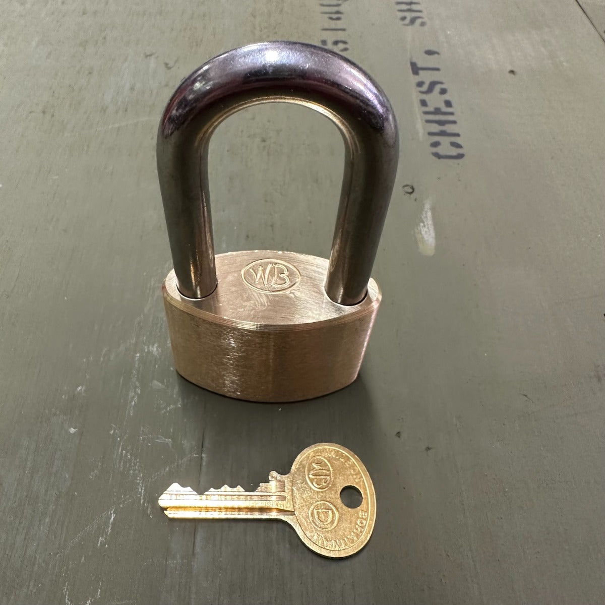 Wilson Bohannan Brass Padlock 2" Stainless steel Shackle clearance x 3/8" Diameter (963)