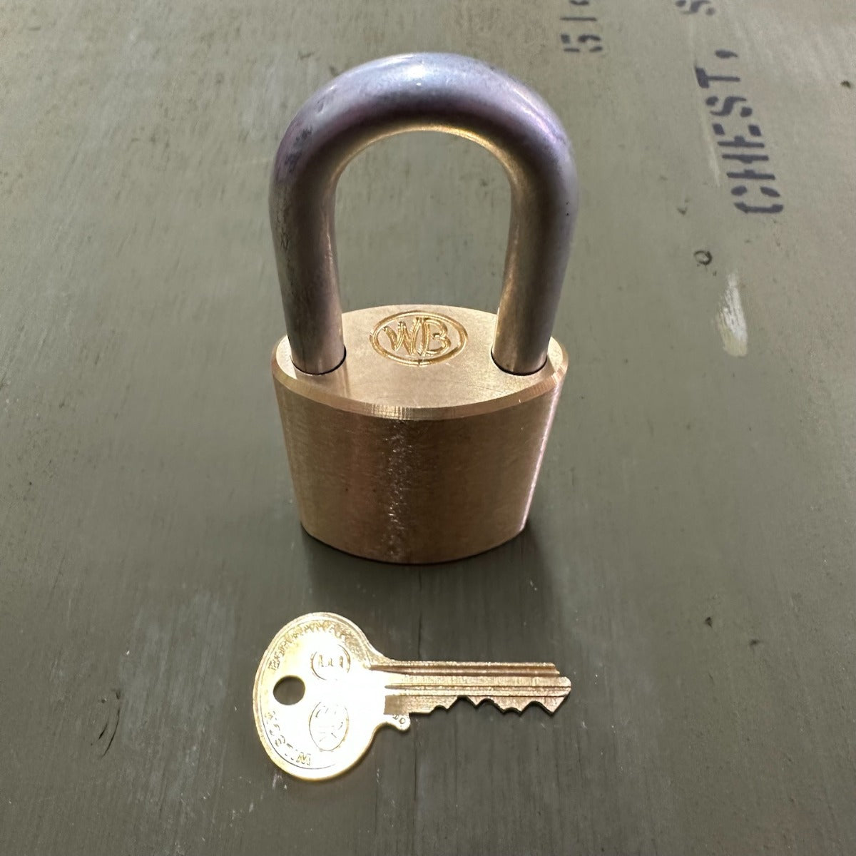 Wilson Bohannan Brass Padlock 1 1/2" Hardened Stainless Steel Shackle Clearance x 5/16" Diameter (X45)