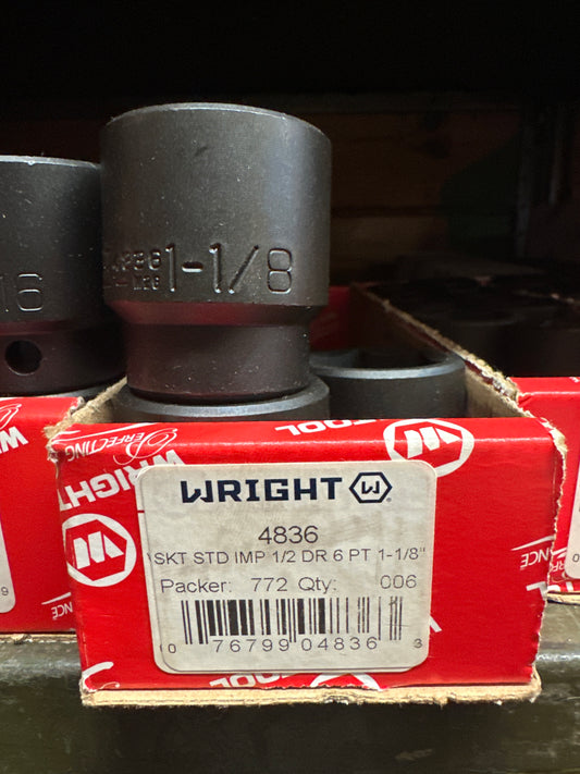 1/2" Wright 1-1/8" - 6 Pt. Std. Impact Socket (4836WR)