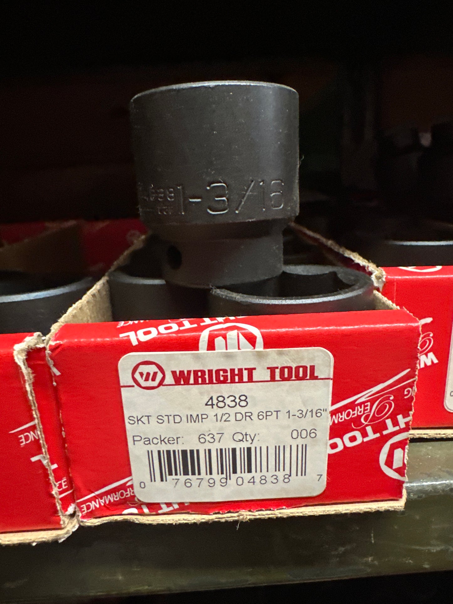 1/2" Wright 1-3/16" - 6 Pt. Std. Impact Socket (4838WR)