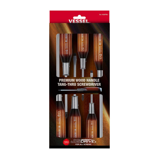 Vessel Premium Wood Handle Tang-thru Screwdriver (1006PBU)