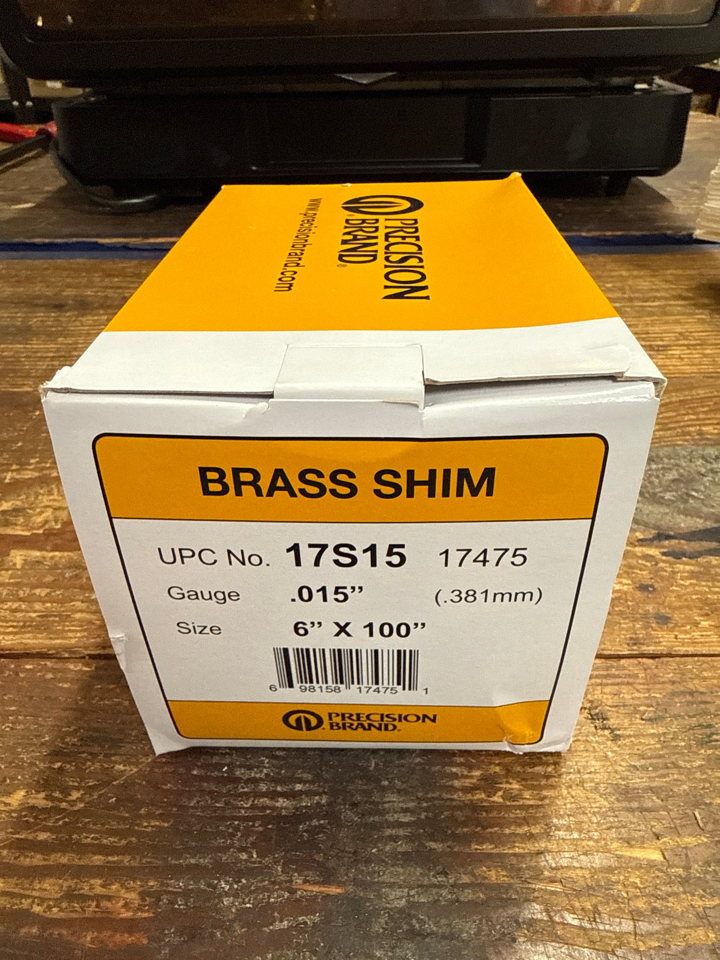 Precision Brand 0.015" Brass Shim Stock 6" x 100" Roll (17S15)