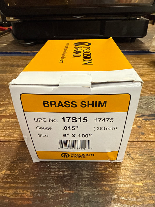 Precision Brand 0.015" Brass Shim Stock 6" x 100" Roll (17S15)
