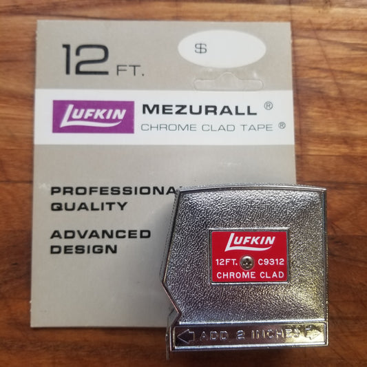 Lufkin "Mezurall" Chrome Clad 12FT Tape Measure With Holder (C9312)