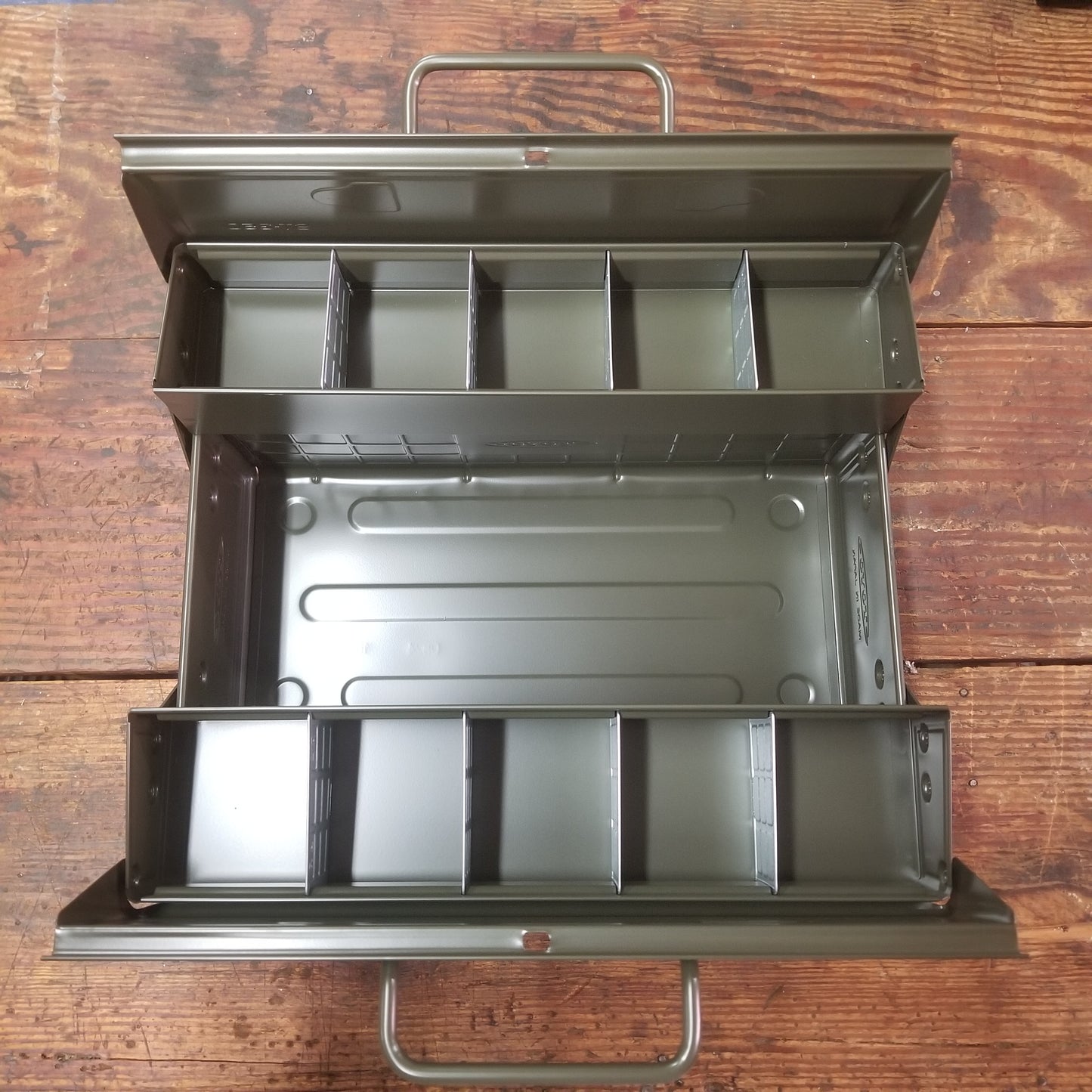 Toyo Steel Toolbox W/ Cantilever Lid And Upper Storage Trays ST-350 Military Green (TO-ST350MG)