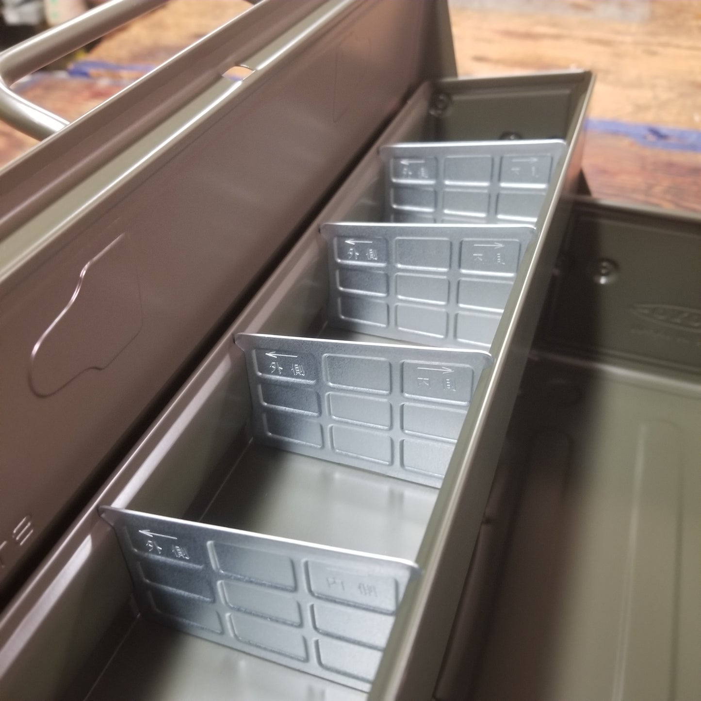 Toyo Steel Toolbox W/ Cantilever Lid And Upper Storage Trays ST-350 Military Green (TO-ST350MG)