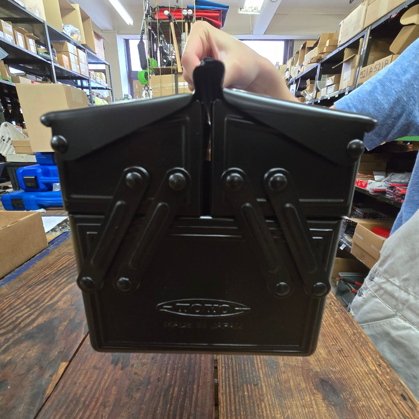 Toyo Steel Toolbox W/ Cantilever Lid And Upper Storage Trays ST-350 Black (TO-ST350BK)