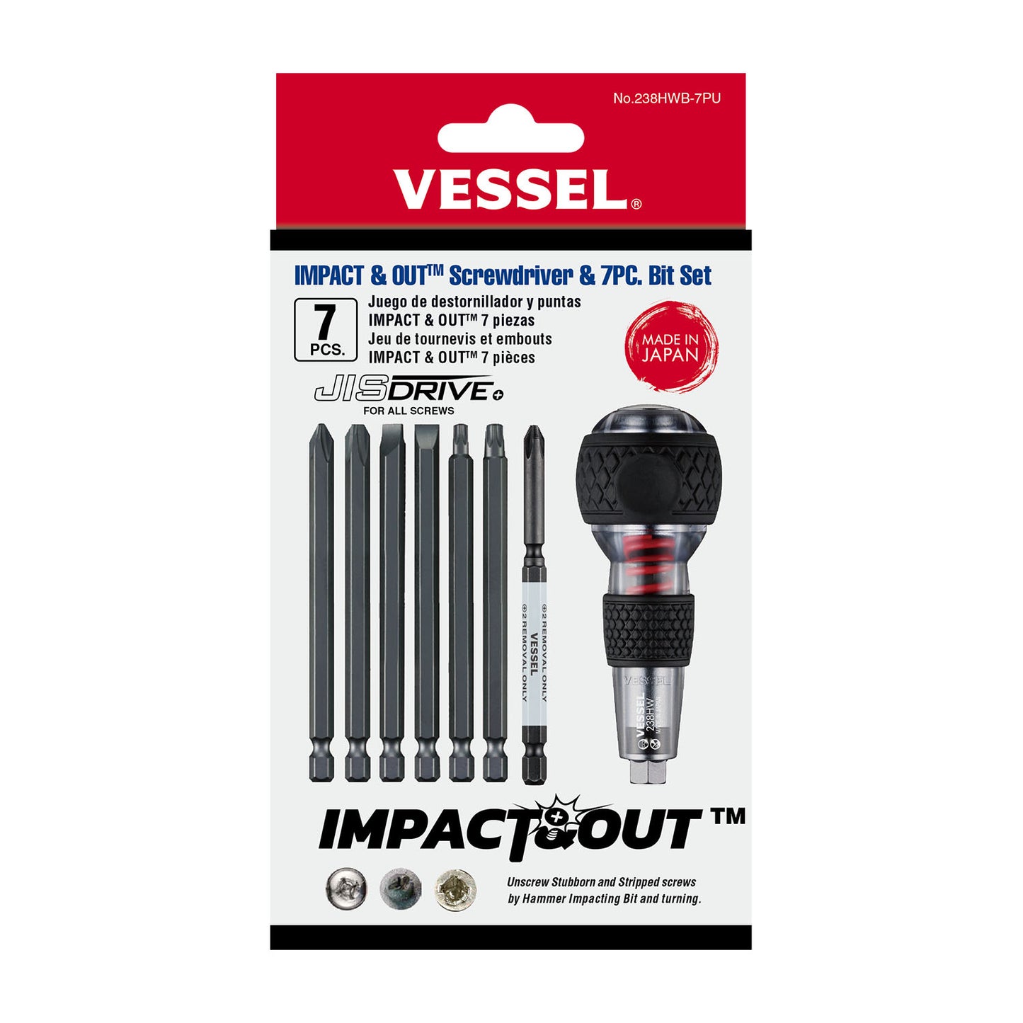 Vessel Impact & Out Screwdriver w/ 7pc. Bit Set (238HWB7PU)