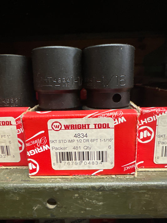 1/2" Wright 1-1/16" - 6 Pt. Std. Impact Socket (4834WR)