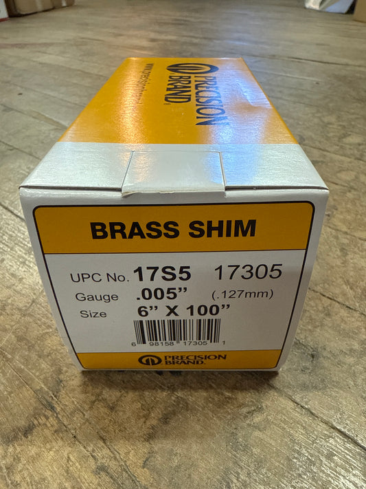 Precision Brand 0.005" Brass Shim Stock 6" x 100" Roll (17S5)