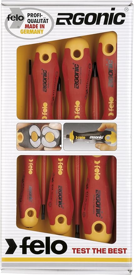 Felo 6 pc Ergonic Insulated Slotted & Phillips Screwdriver Set (53169)
